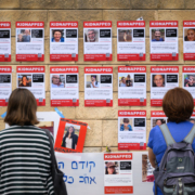 TEL AVIV, ISRAEL - OCTOBER 18: Photographs of some of those taken hostage by Hamas during their recent attacks are seen on October 18, 2023 in Tel Aviv, Israel. As Israel prepares to invade the Gaza Strip in its campaign to vanquish Hamas, the Palestinian militant group that launched a deadly attack in southern Israel on October 7th, worries are growing of a wider war with multiple fronts, including at the country's northern border with Lebanon. Countries have scrambled to evacuate their citizens from Israel, and Israel has begun relocating residents some communities on its northern border. Meanwhile, hundreds of thousands of residents of northern Gaza have fled to the southern part of the territory, following Israel's vow to launch a ground invasion. (Photo by Leon Neal/Getty Images)