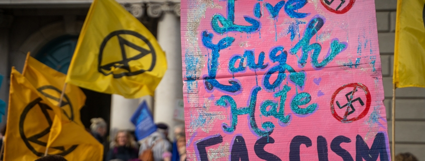 On 18 February, around 50,000 marchers rallied in Dublin and others in Sligo under the banner of "Ireland For All". The Dublin rally was organised by the newly founded organisation, "Le Chéile", which comprises almost 50 member organisations and which had called for a march in support of "diversity not division", and opposition to racism.