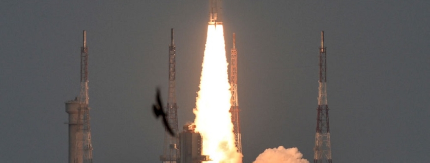 The Indian Space Research Organisation's (ISRO) Chandrayaan-2 (Moon Chariot 2), with on board the Geosynchronous Satellite Launch Vehicle (GSLV-mark III-M1), launches at the Satish Dhawan Space Centre in Sriharikota, an island off the coast of southern Andhra Pradesh state, on July 22, 2019. India launched a bid to become a leading space power on July 22, sending up a rocket to put a craft on the surface of the Moon in what it called a "historic day" for the nation. (Photo by ARUN SANKAR / AFP) (Photo by ARUN SANKAR/AFP via Getty Images)