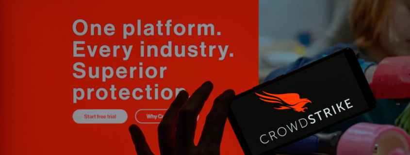 The CrowdStrike logo is being displayed on a smartphone with the CrowdStrike web page visible in the background in this photo illustration in Brussels, Belgium, on July 19, 2024. (Photo Illustration by Jonathan Raa/NurPhoto via Getty Images)