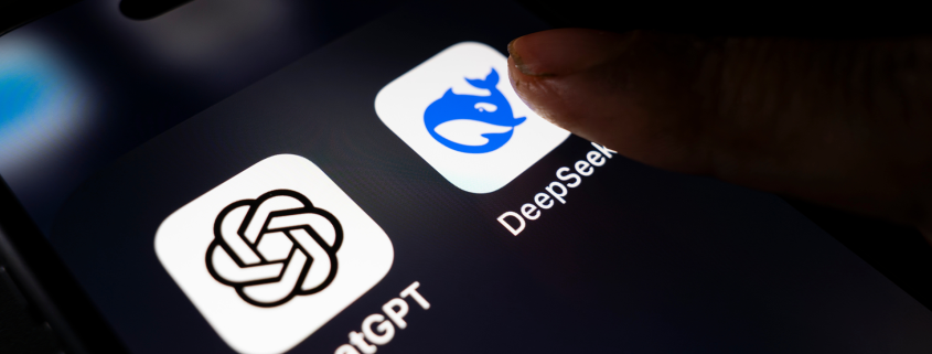 In this photo illustration, the DeepSeek app is displayed on an iPhone screen.