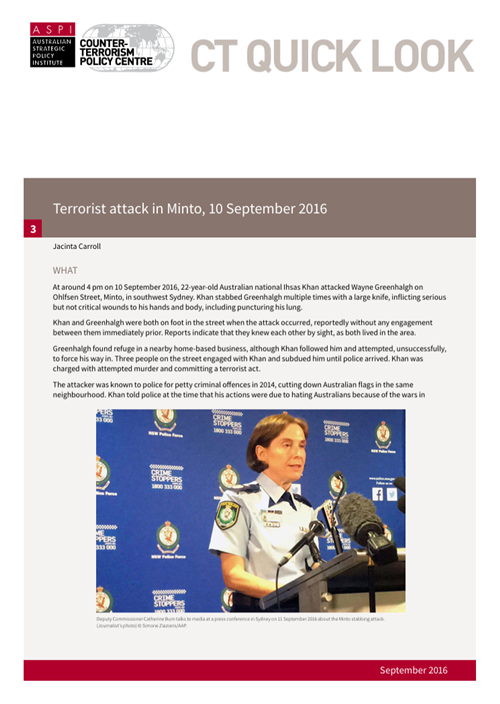 Terrorist attack in Minto, 10 September 2016 - report cover thumbnail
