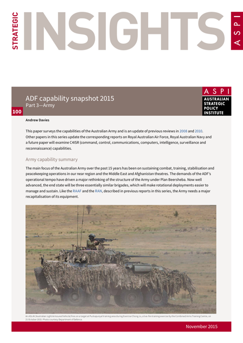 ADF capability snapshot 2015: Part 3—Army - report cover thumbnail