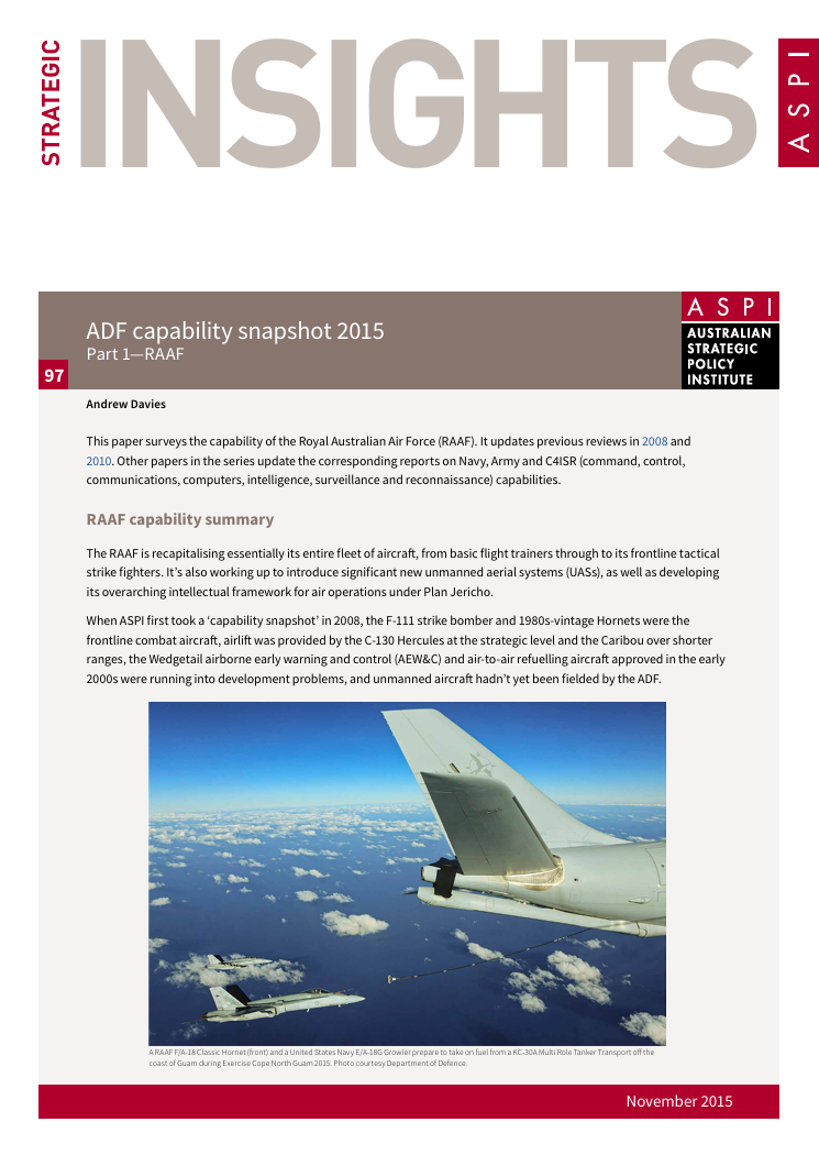 ADF capability snapshot 2015: Part 1—RAAF - ASPI
