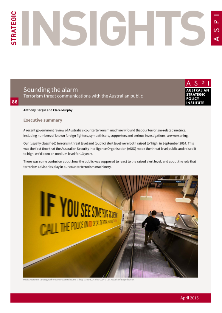 Sounding the alarm: Terrorism threat communications with the Australian ...