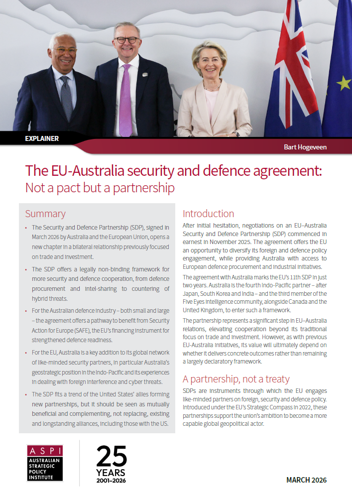 The EU-Australia security and defence agreement: not a pact but a ...