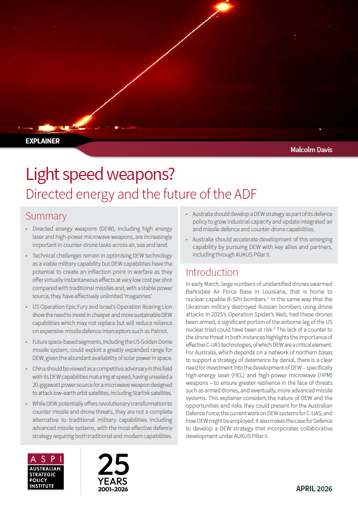 Light speed weapons? Directed energy and the future of the ADF - ASPI
